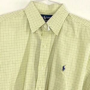 Polo Ralph Lauren Shirt Men's Medium Blake Yellow Check Button Down Cotton